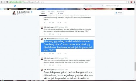 Timeline @SBYudhoyono. Foto : Republika