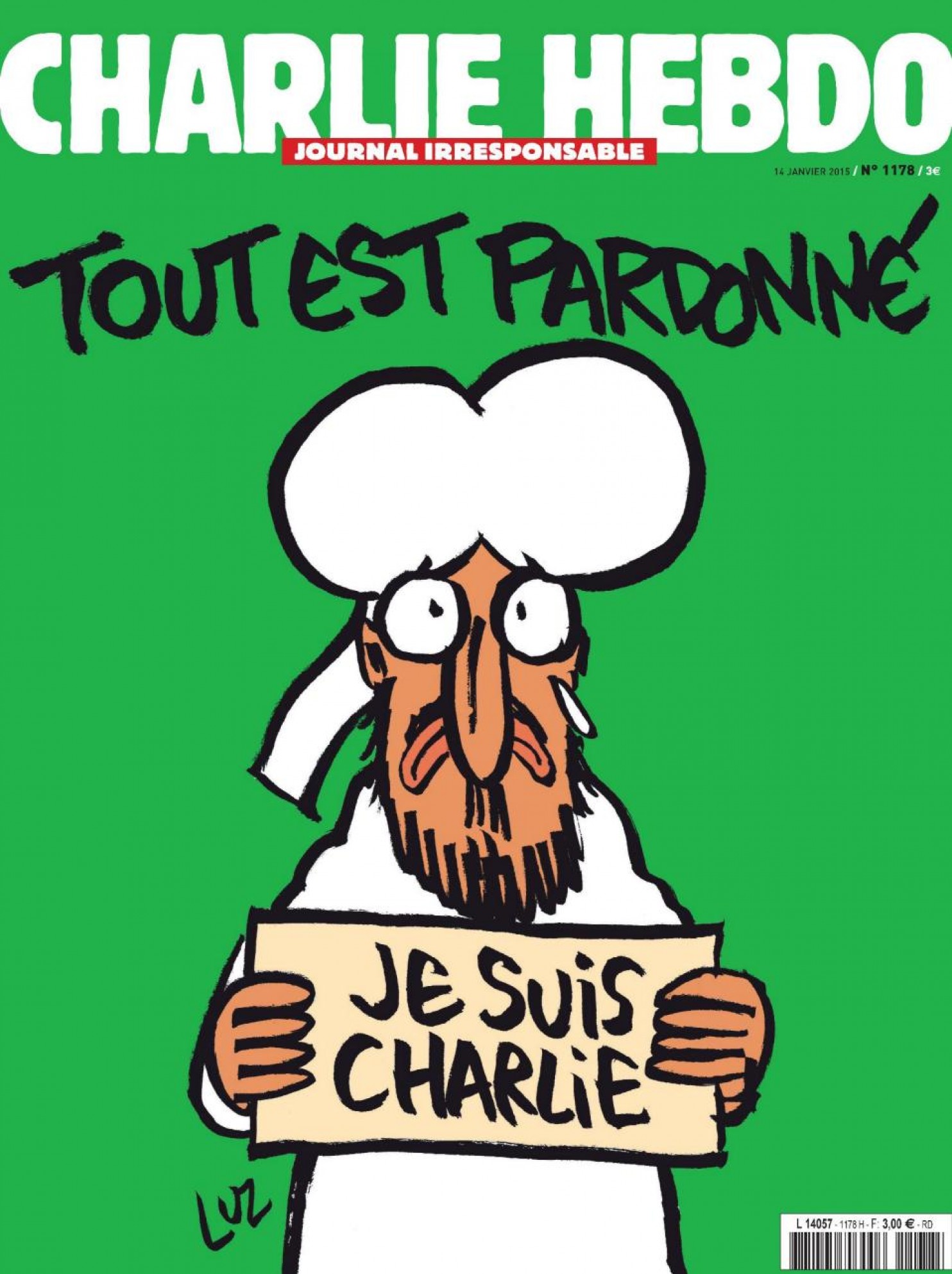 Majalah Charlie Hebdo dengan Kartun Nabi Muhammad Foto: washingtonpost.com